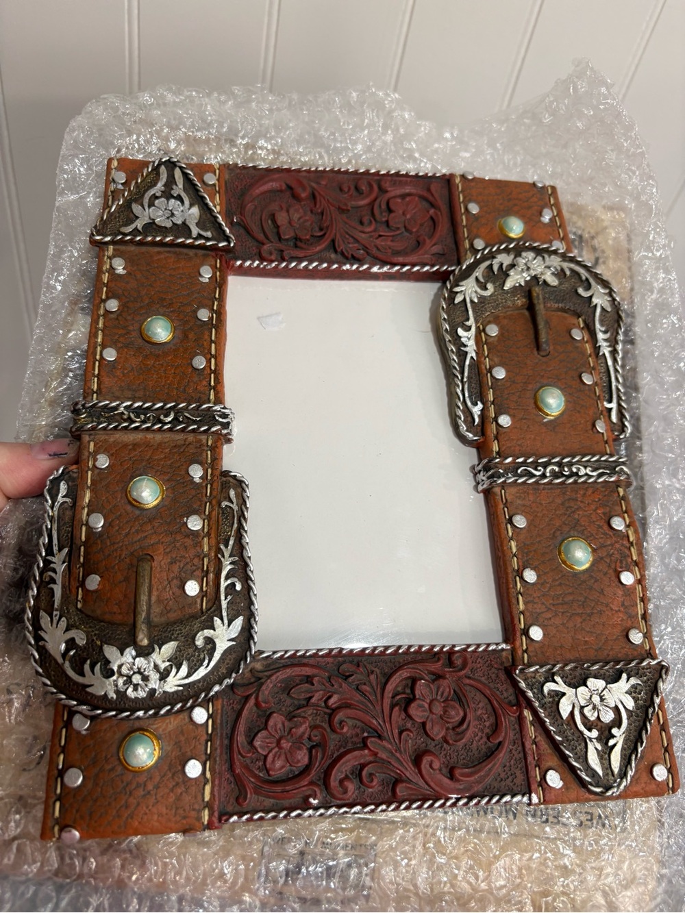 Western Moments Rustic Western Belt Buckle Photo Frame 4x6 | Cowboy Ranch Decor